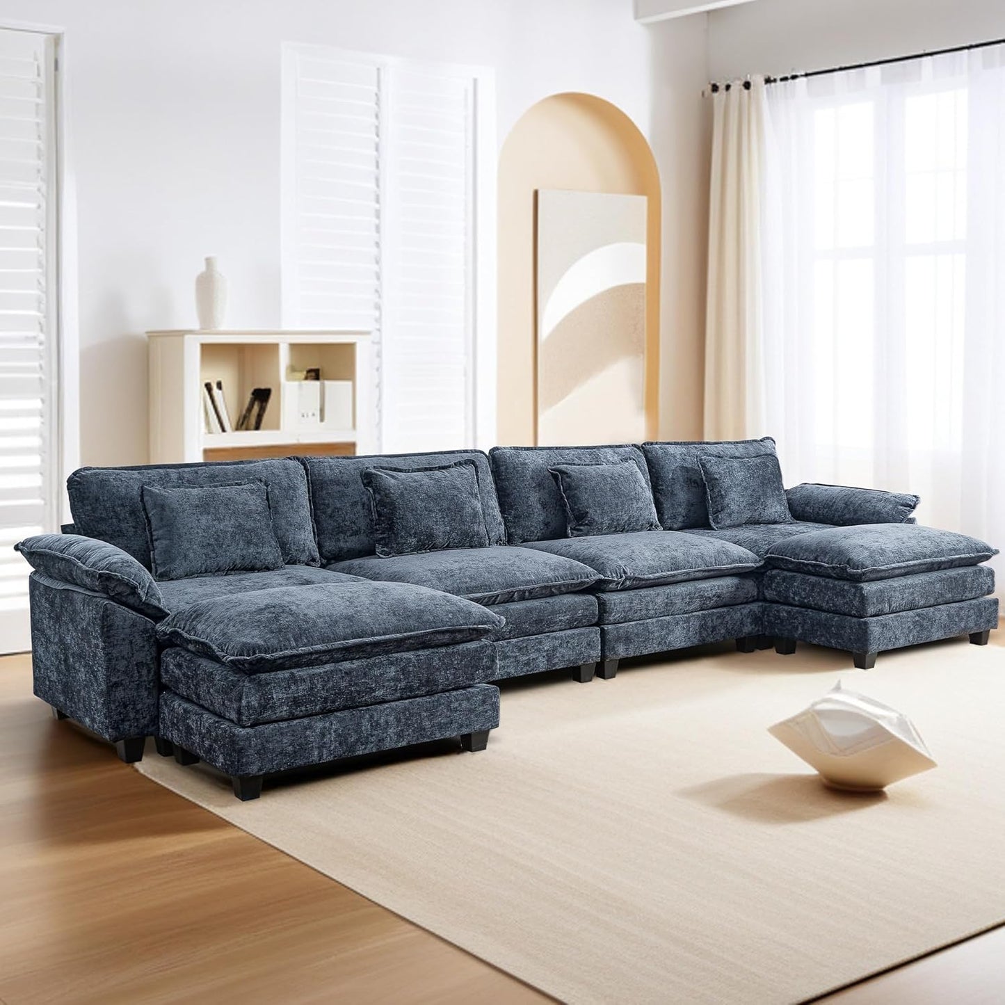 URRED Modular Sectional Sofa Comfy Cloud Couch, Modern Chenille Sofa Sleeper Deep Seat Couches with