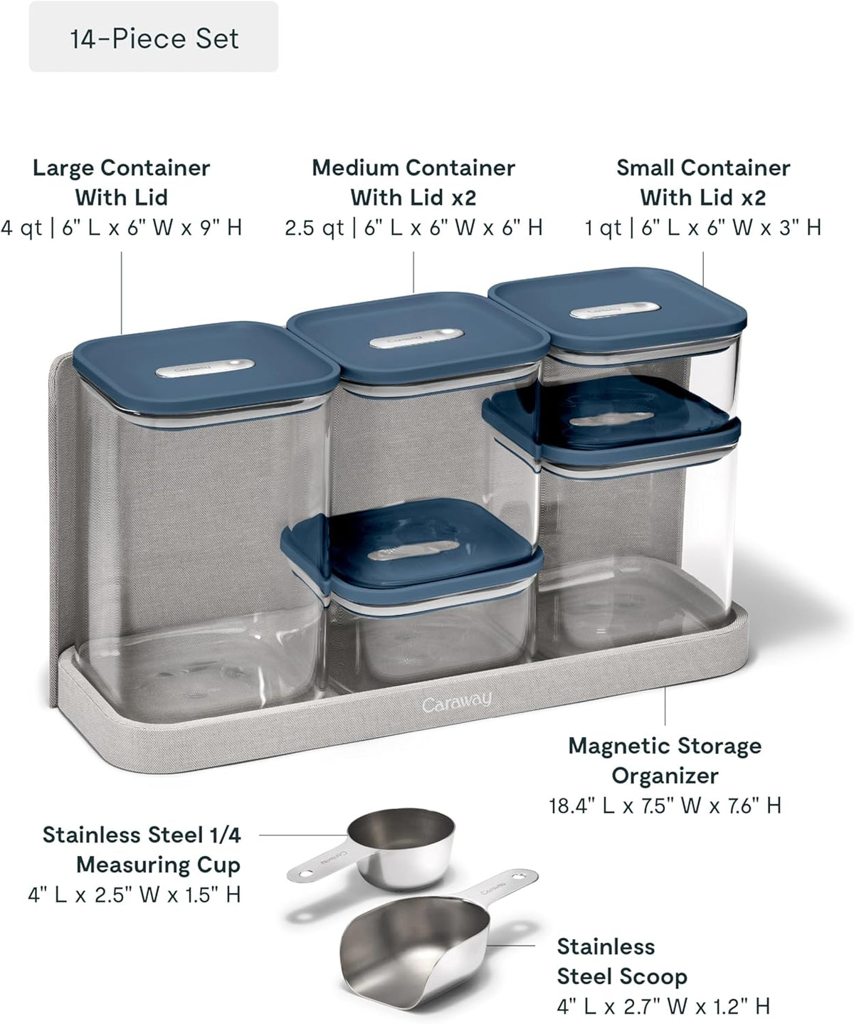 Caraway 14-Piece Glass Airtight Food Storage Containers with Lids – Non-Toxic, BPA-Free Kitchen