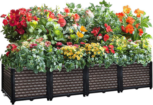 Large Planters for Outdoor Plants 14" Tall Planter Box, Raised Beds for Gardening Self Watering