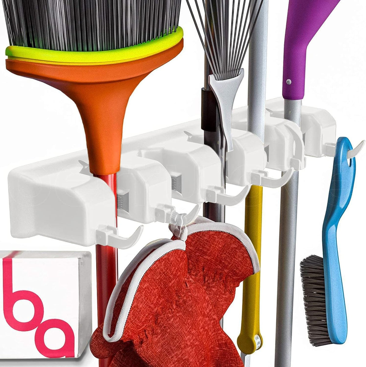 EXTRA GRIP Mop & Broom Holder Wall Mount - Wall Hanging Garden Tool & Utility Closet Organizer, Mop