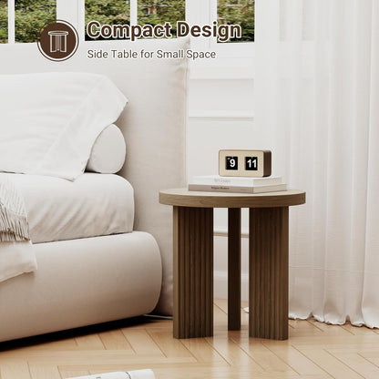 Small Round Side Table, 17.52" Coffee Table with Smooth Thick Mesa, Circle End Table with X Shaped