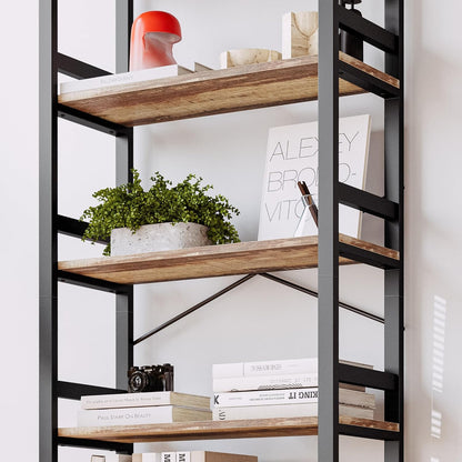 IRONCK Bookshelves and Bookcases, 31.5in Wide Shelf 5-Tier Ladder Shelf 110lbs/shelf Vintage