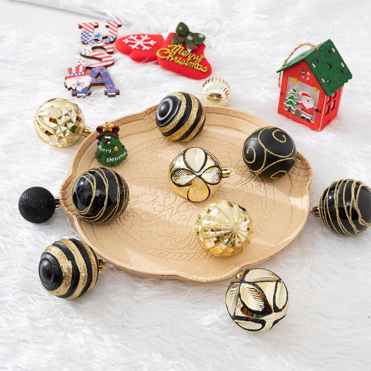 100Pcs Christmas Balls Ornaments Set, Shatterproof Christmas Decorations with Hand-held Gift