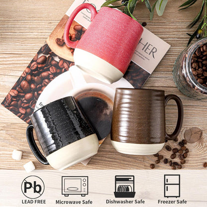 Hasense Ceramic Coffee Mugs Set of 6, 15 oz Large Porcelain Mugs with Handle for Women Men