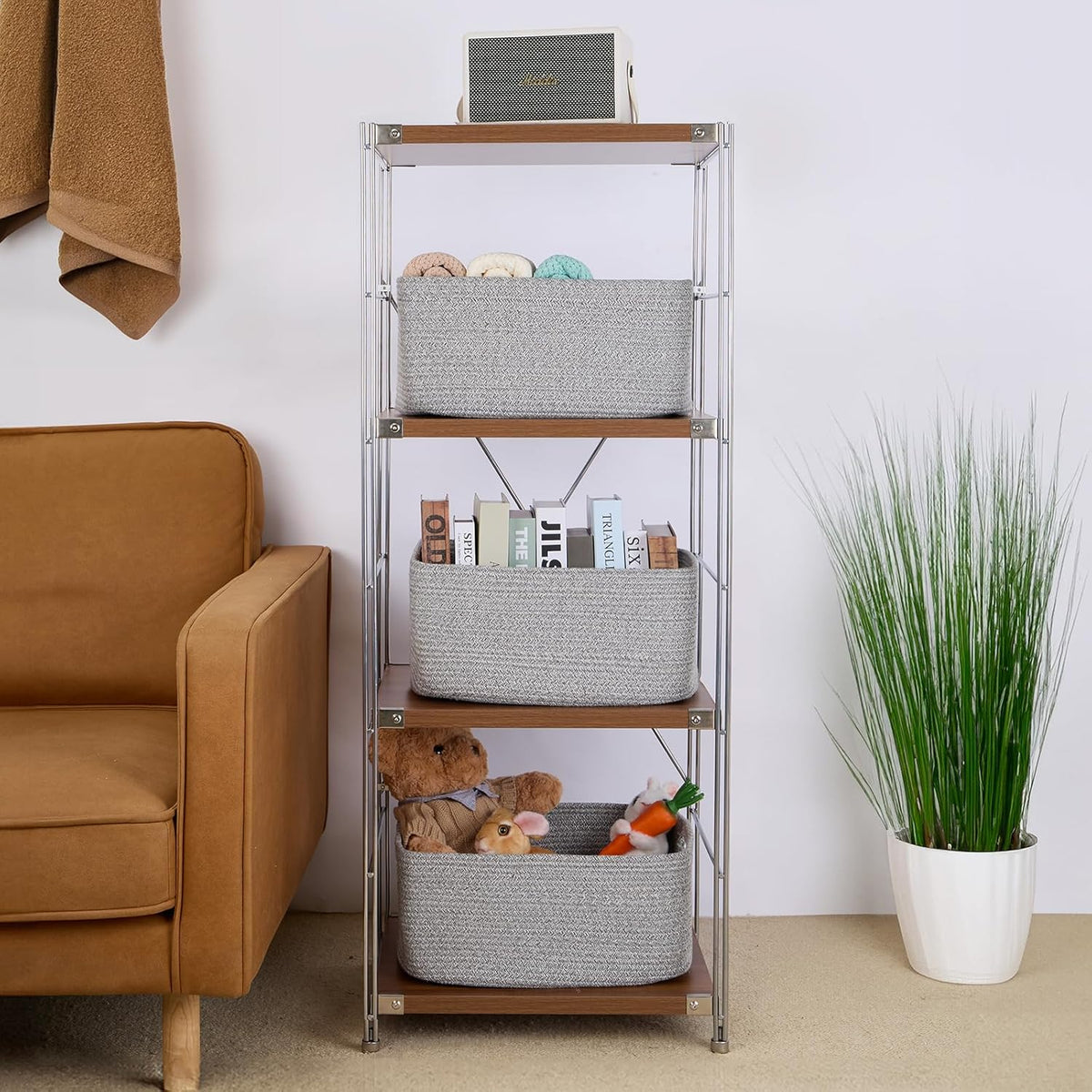 Large Storage Baskets for Shelves, Closet Organizers Bins for Clothes Blanket Towels, Baby Nursery