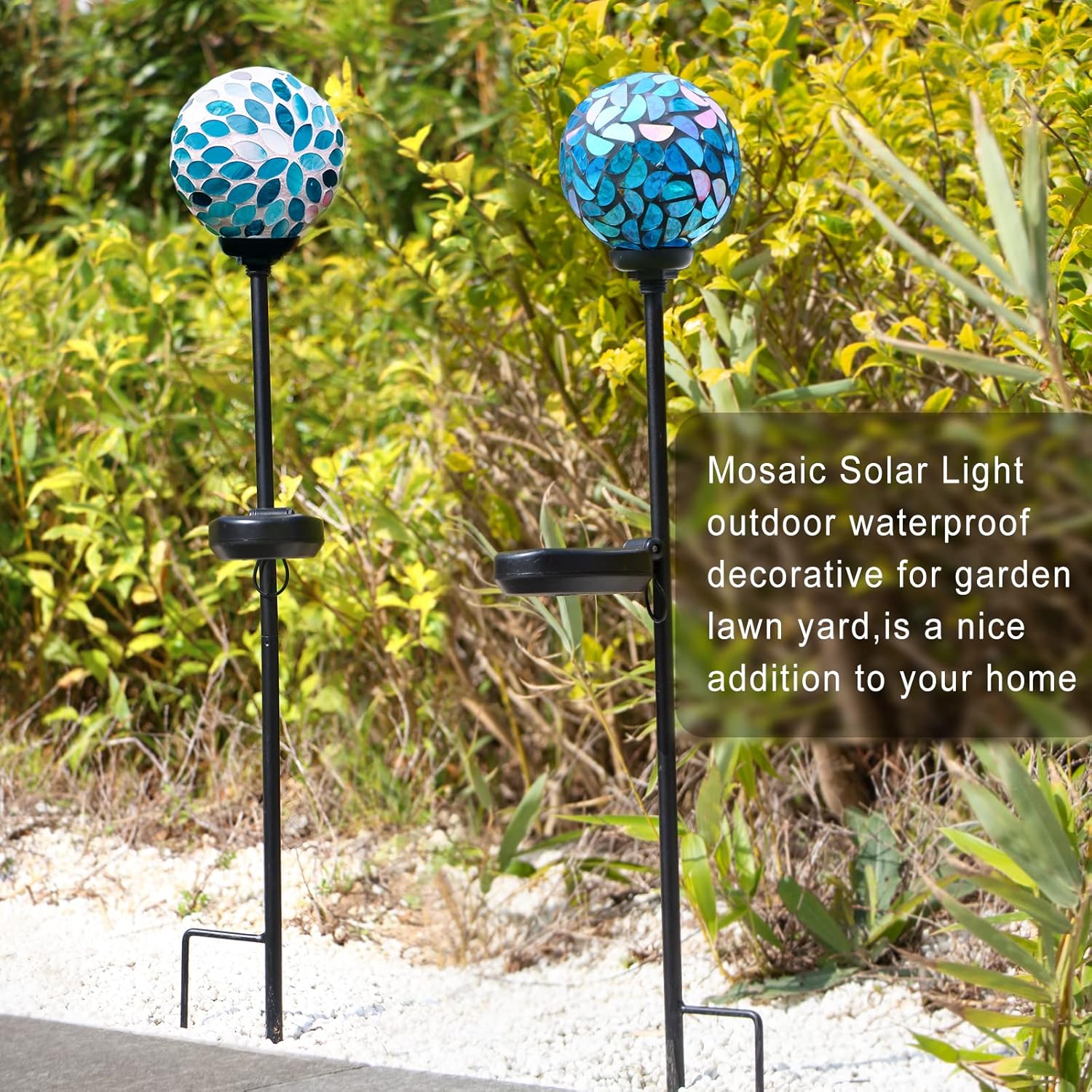 VCUTEKA Solar Lights Outdoor Decorative, Mosaic Solar Garden Light Waterpoof LED Pathway Stake
