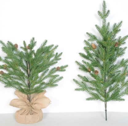 3FT Tabletop Artificial Christmas Tree, 209 Realistic PE Branches, Pine Cone Decorations, Unlit