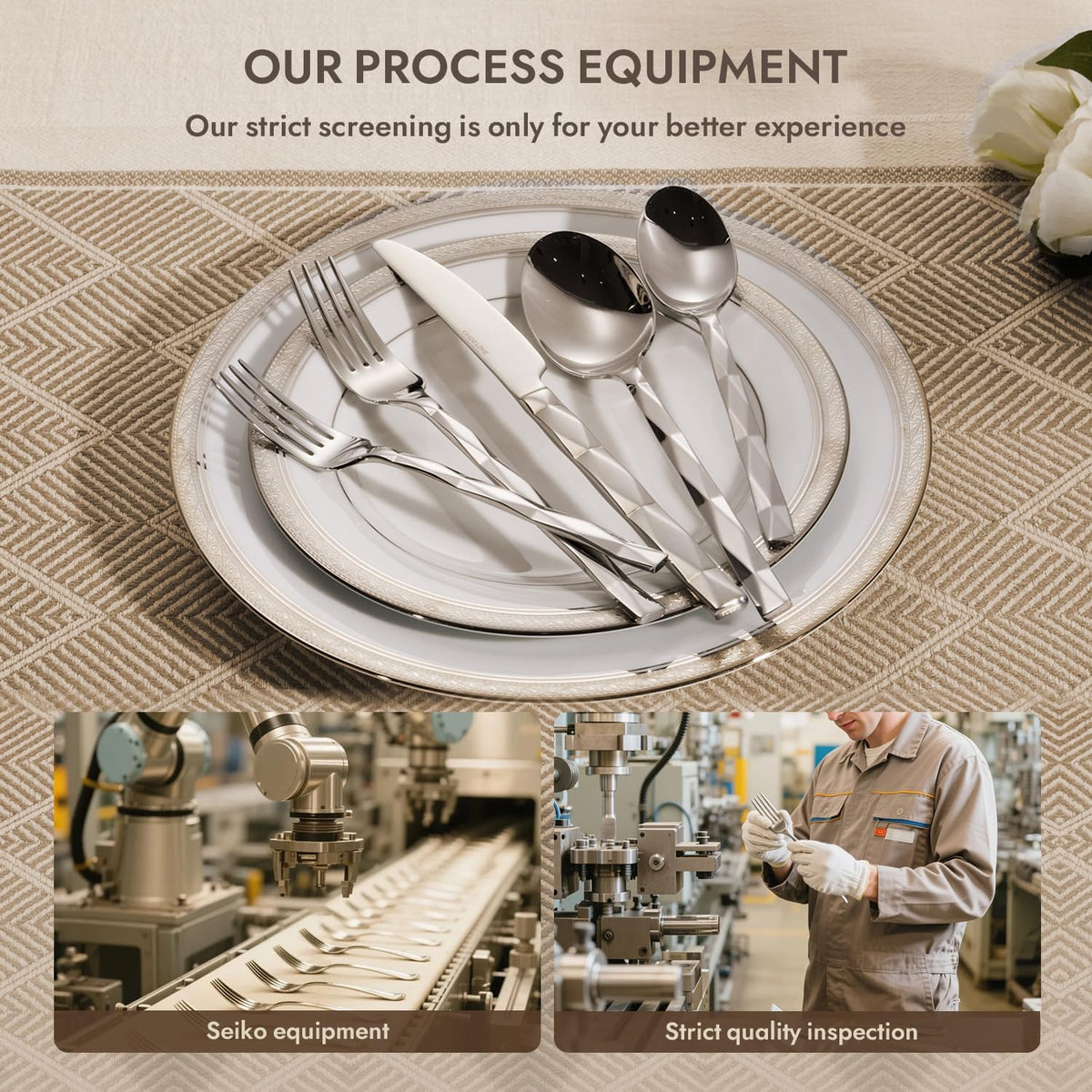 KINGSTONE Silverware Set, Luxury 40 Piece Flatware Set for 8, 18/10 Stainless Steel Cutlery Set