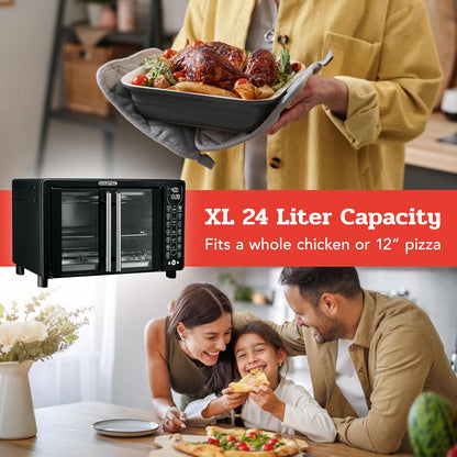 Gourmia Toaster Oven Air Fryer Combo 17 cooking presets 1700W french door digital air fryer oven