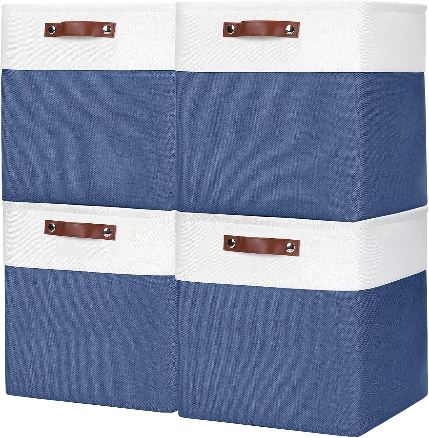 13x13 Cube Storage Bins, Collapsible Fabric Storage Box, 4 Pack Closet Baskets with Handles for