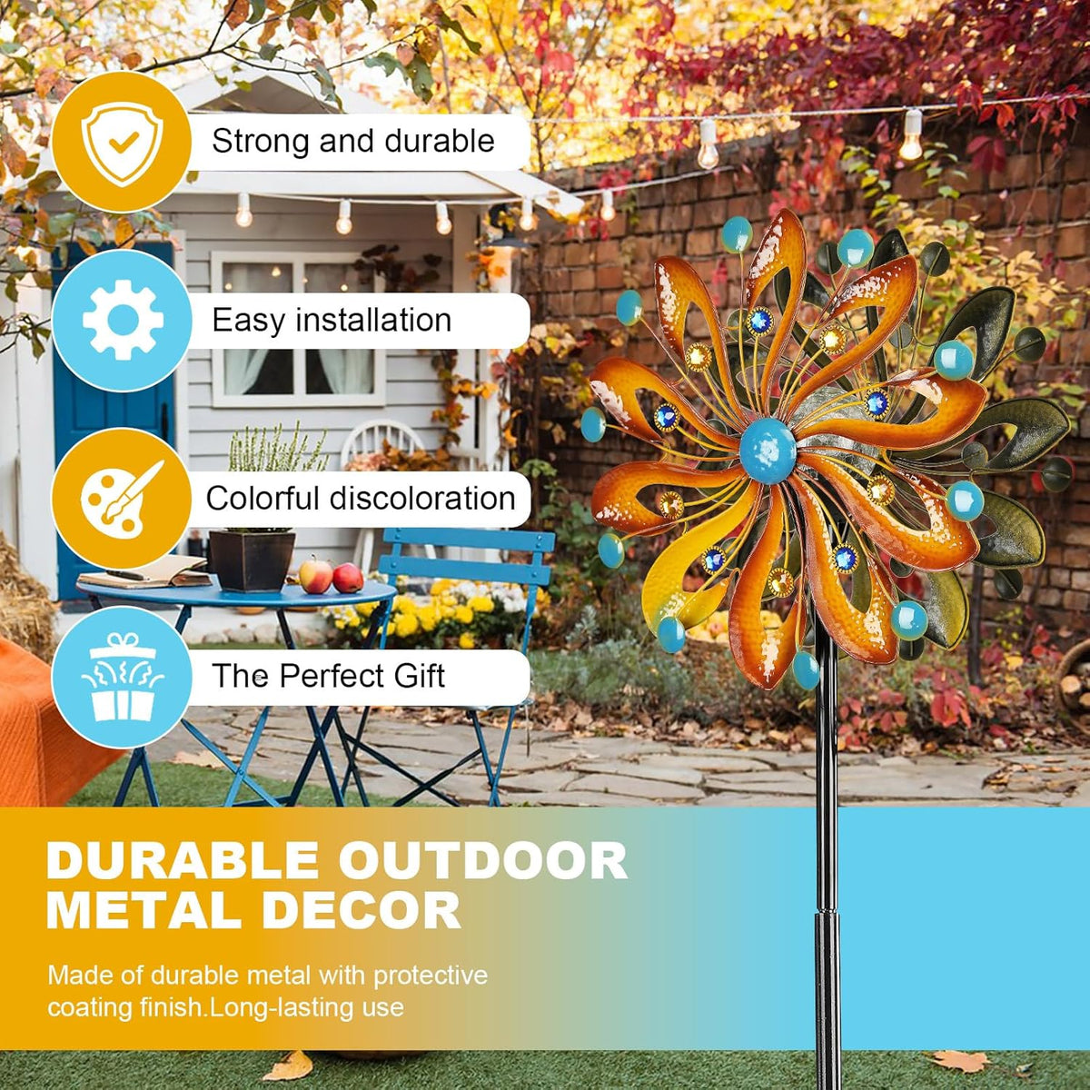 Wind Spinners for Yard and Garden - Wind Sculptures & Spinners 75 in Garden Kinetic Art with Solar