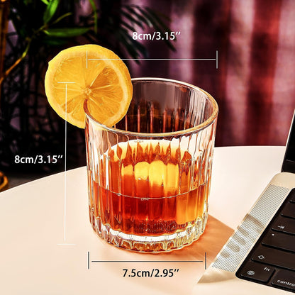 Whiskey Glasses Set of 4,Lead-Free Crystal Old Fashioned Glass,300ml Rocks Glass Tumblers for
