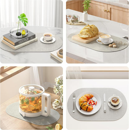 DOLOPL Placemats Set of 6, Oval Reversible Wipeable & Heat Resistant Place Mats, Modern Faux