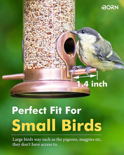 iBorn Metal Bird Feeder Hanging Wild Bird Feeders for Mix Seed Blends Heavy Duty All Metal