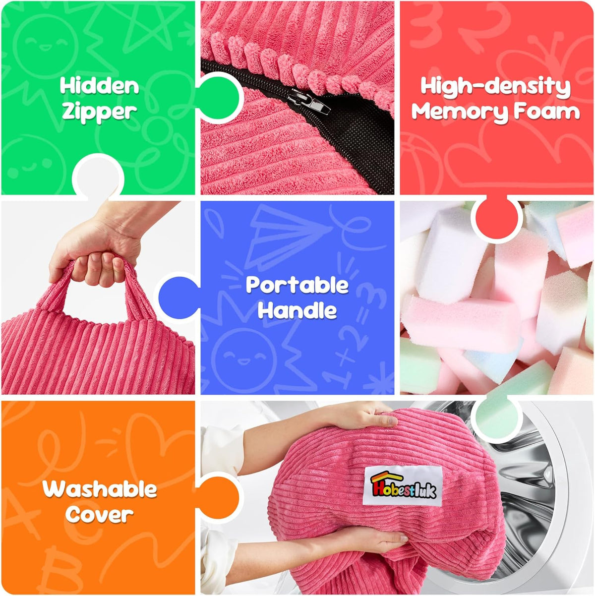 Hobestluk 2.5FT Bean Bag Chair Beanbags Small Bean Bag Chair with Filler Included Teardrop Bean Bag