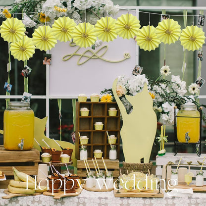 Yellow Hanging Paper Fans,Yellow Accessories Paper Decorations for Party,Color Party