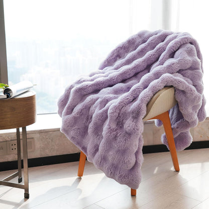 DREAMNINE Decorative Soft Fuzzy Faux Fur Throw Blanket for Couch Sofa 50" x 60", Reversible Plush