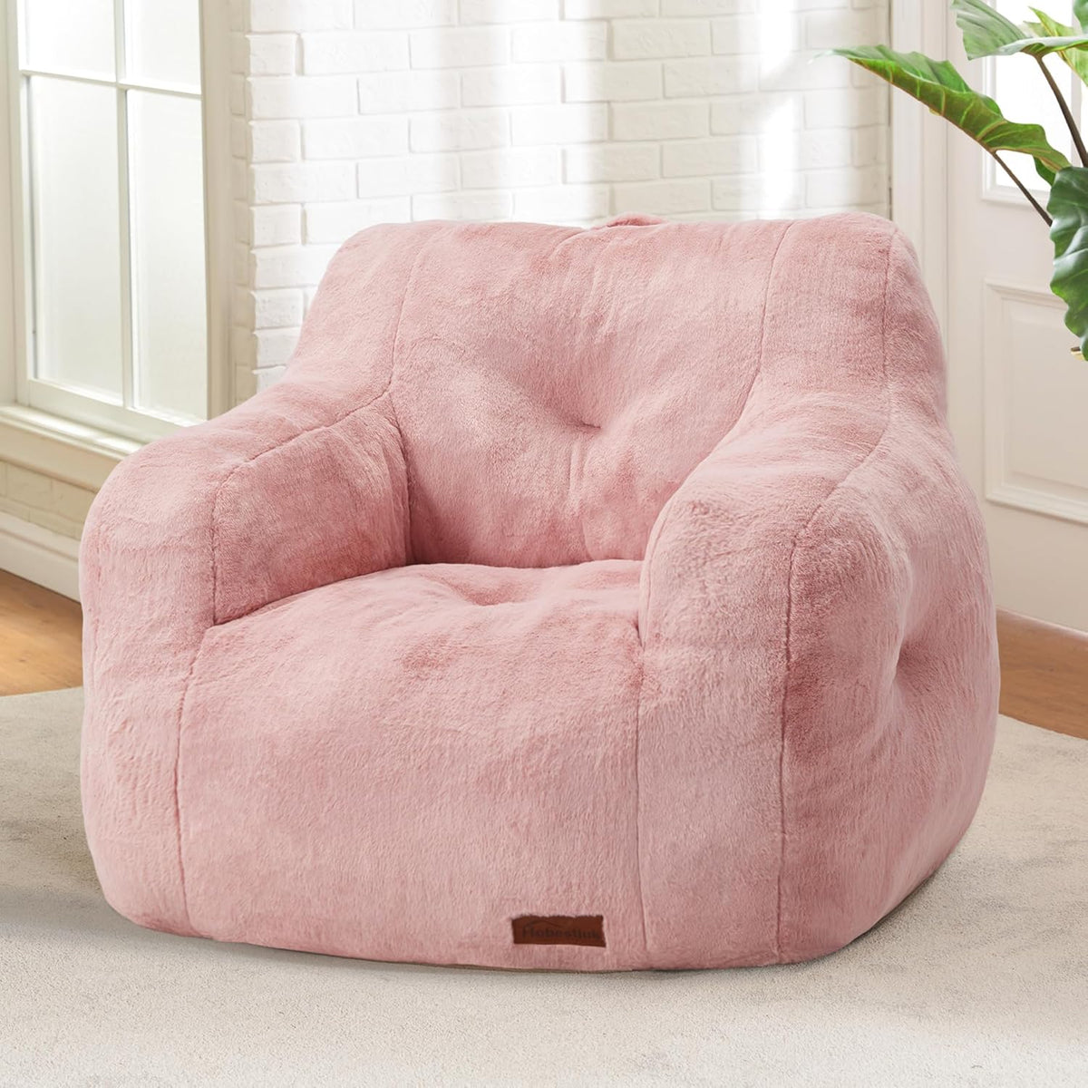 Hobestluk Bean Bag Chair for Adult Small Bean Bag Chairs with Arms Furry Beanbag Chair with Foam