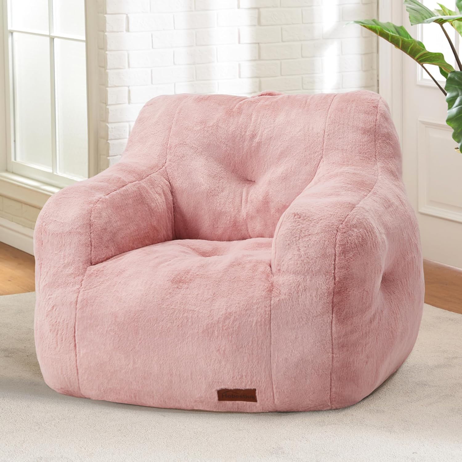 Hobestluk Bean Bag Chair for Adult Small Bean Bag Chairs with Arms Furry Beanbag Chair with Foam