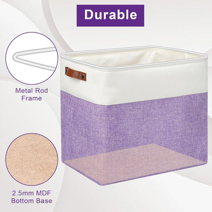 Large Fabric Storage Baskets | 50L Storage Bins, Decorative Linen Closet Baskets with Handles for