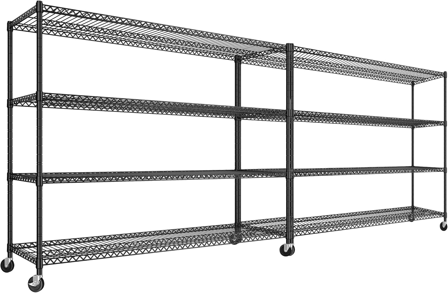 REIBII 60''W Storage Shelves 2399LBS Metal Shelving Unit with Wheels & Feet, 4 Tier Garage Shelving