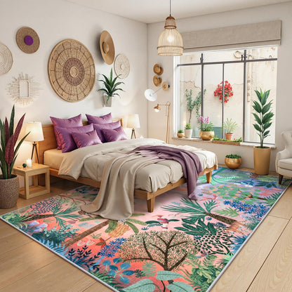 LIVEBOX Jungle Rug 9 x 12 Rug Purple Room Rugs for Bedroom, Soft Washable Area Rugs 9x12 Living