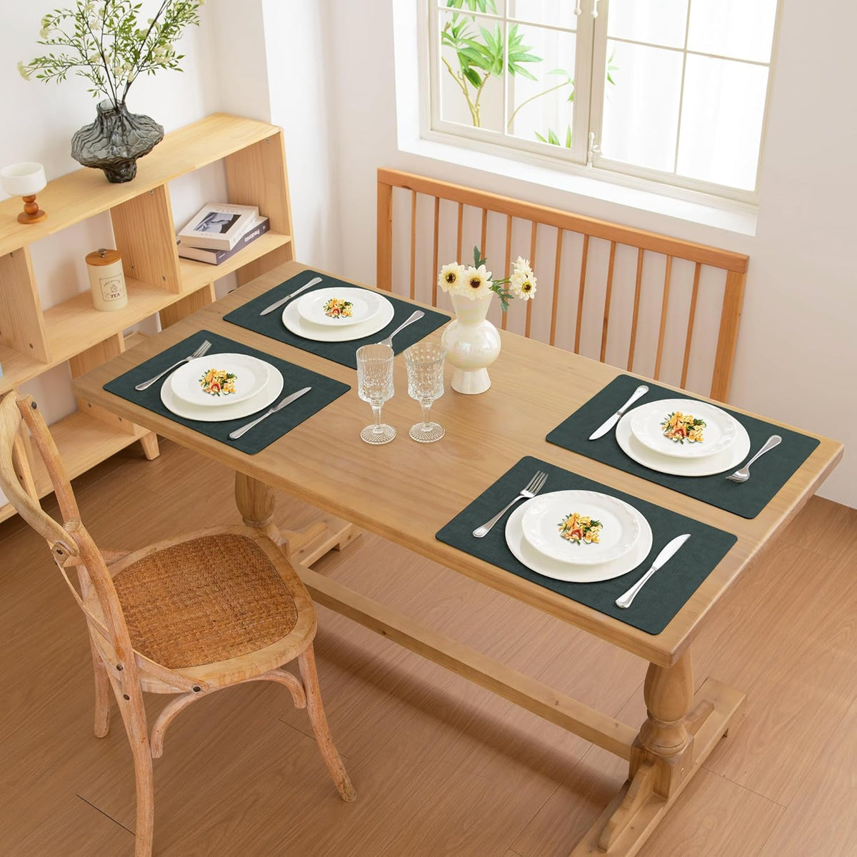 FROMHEART Faux Leather Placemats Set of 6–Waterproof,Heat/Oil Stain-Resistant PU Table