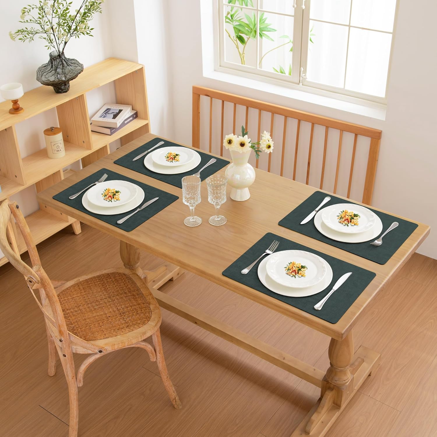 FROMHEART Faux Leather Placemats Set of 6–Waterproof,Heat/Oil Stain-Resistant PU Table