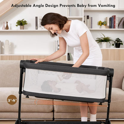 Bassinet Bedside Sleeper - All-Mesh Design, Portable Bedside Bassinet for Baby with Washable