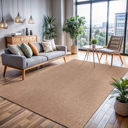 CAMILSON Easy Jute Rug 6x9, Indoor Outdoor Natural Color Farmhouse Area Rugs for Living Room Patio