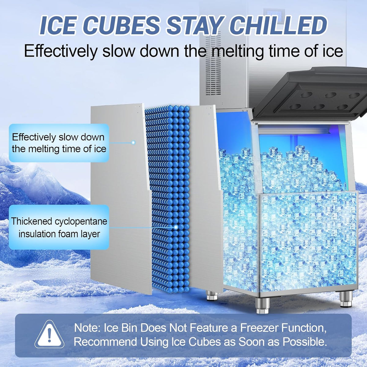 Ice Machine Commercial Ice Maker Machine, 400 Lbs/24H Industrial Ice Machine, 350 Lbs Storage