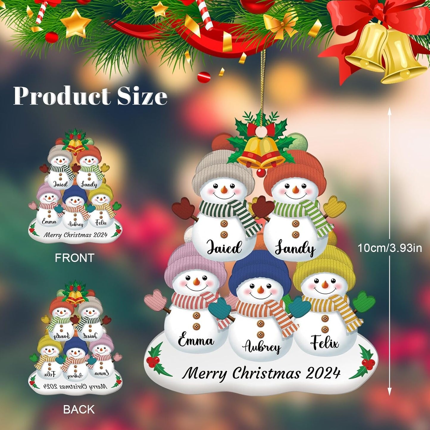 Personalized Snowman Christmas Ornament 2025, Photo Acrylic Customized Family Christmas Snowman