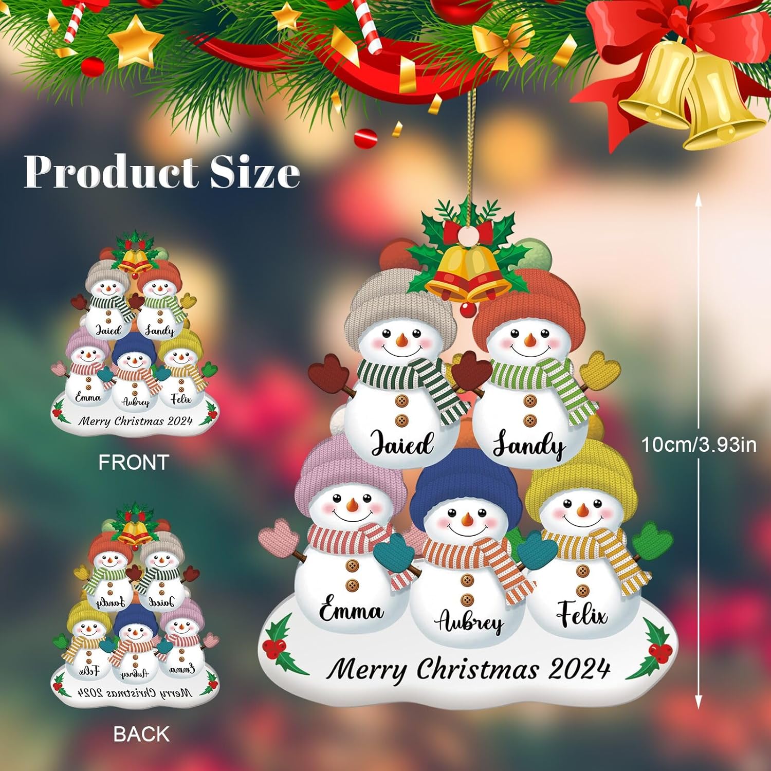 Personalized Snowman Christmas Ornament 2025, Photo Acrylic Customized Family Christmas Snowman