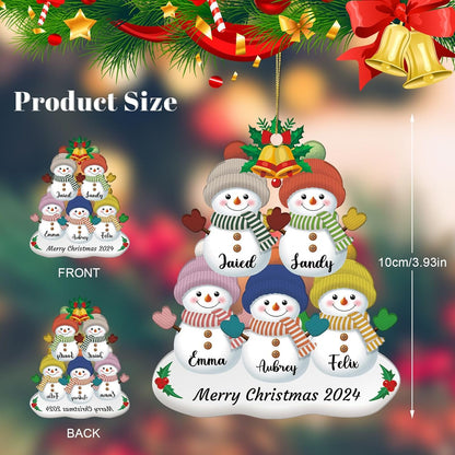 Personalized Snowman Christmas Ornament 2025, Photo Acrylic Customized Family Christmas Snowman