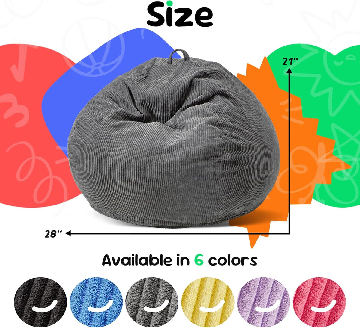 Hobestluk 2.5FT Bean Bag Chair Beanbags Small Bean Bag Chair with Filler Included Teardrop Bean Bag
