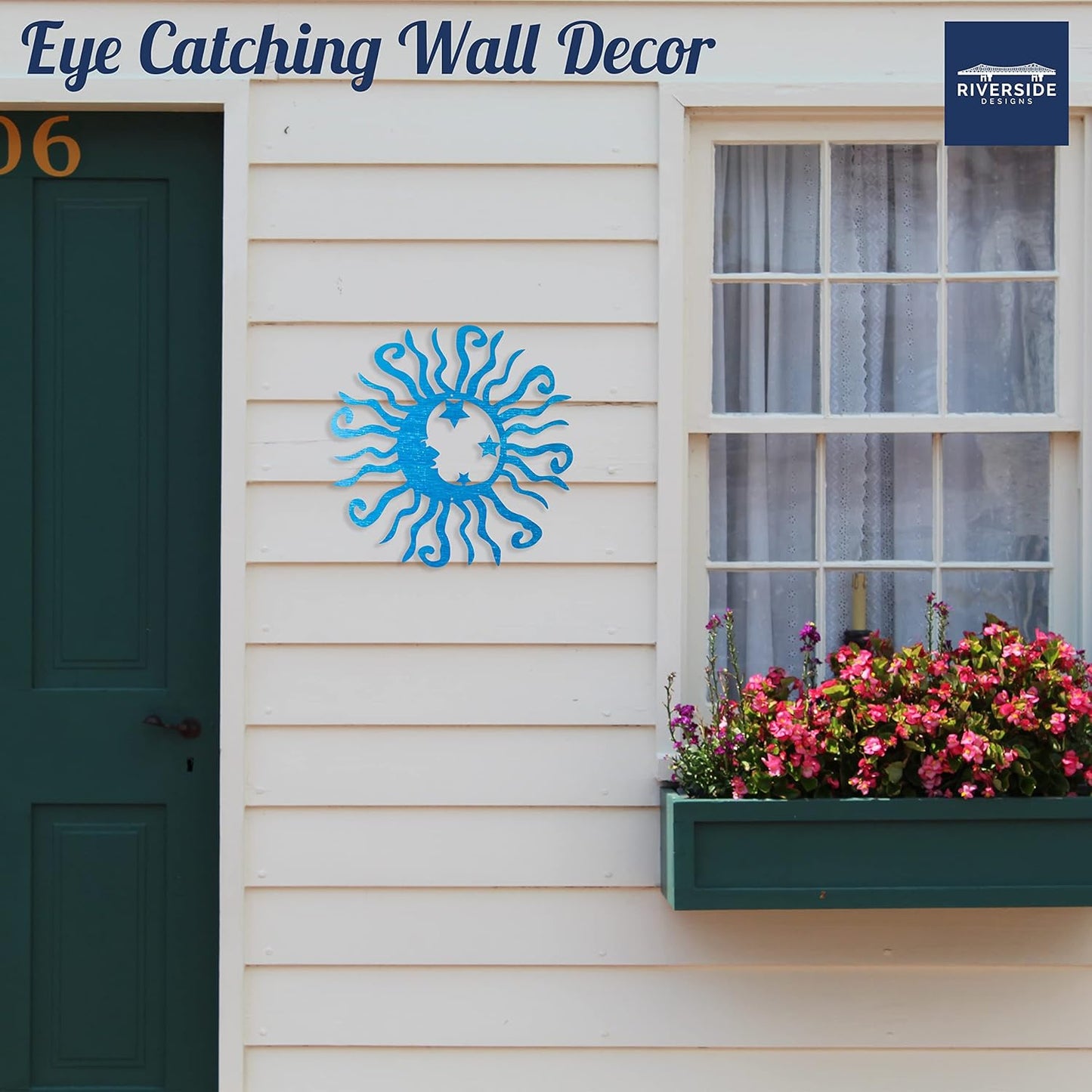 Riverside Designs Wacky Solar Moon Metal Wall Art Steel Outdoor Decor | Heavy-Duty and Waterproof |