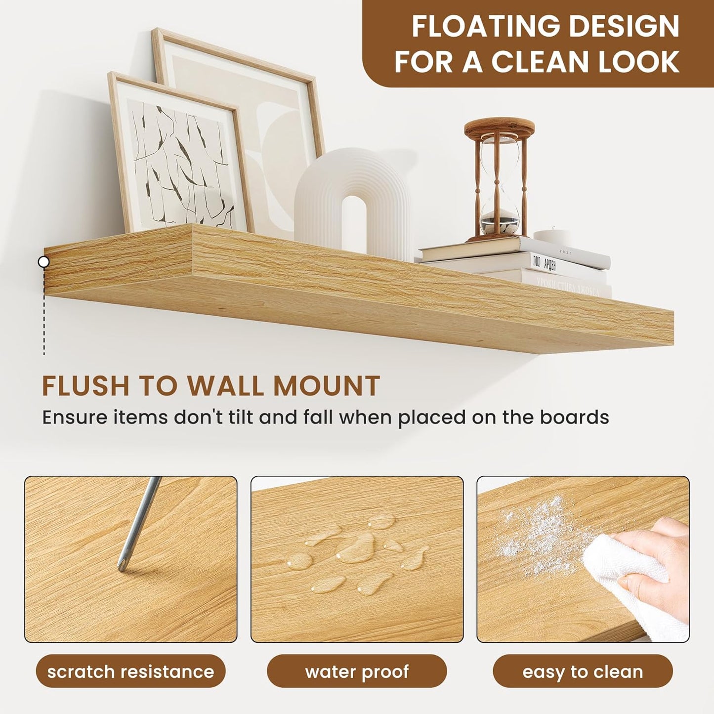 fuqing Floating Shelves for Wall, Bathroom Shelf Wall Mounted for Storage, Shelves with Invisible