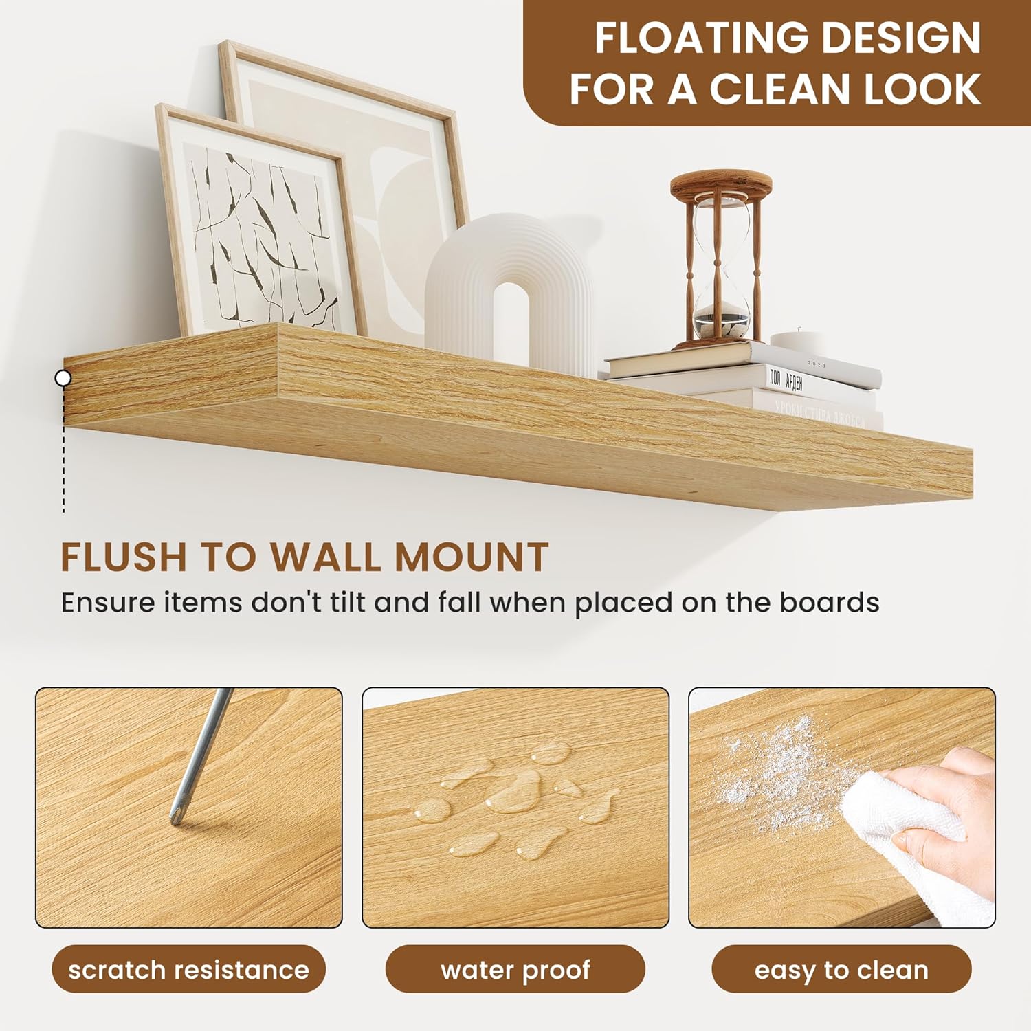 fuqing Floating Shelves for Wall, Bathroom Shelf Wall Mounted for Storage, Shelves with Invisible