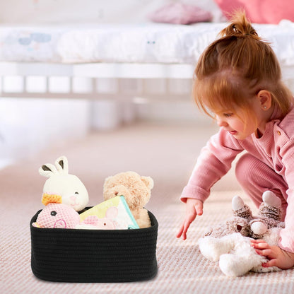 Small Woven Storage Baskets 12“X8”X5“ Decorative Rope Bins for Organizing Shelves, Closets, and