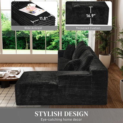 Modular Sectional Sofa Cloud Sectional Couch, 107" Comfy Fluffy L Shaped Black Couches for Living