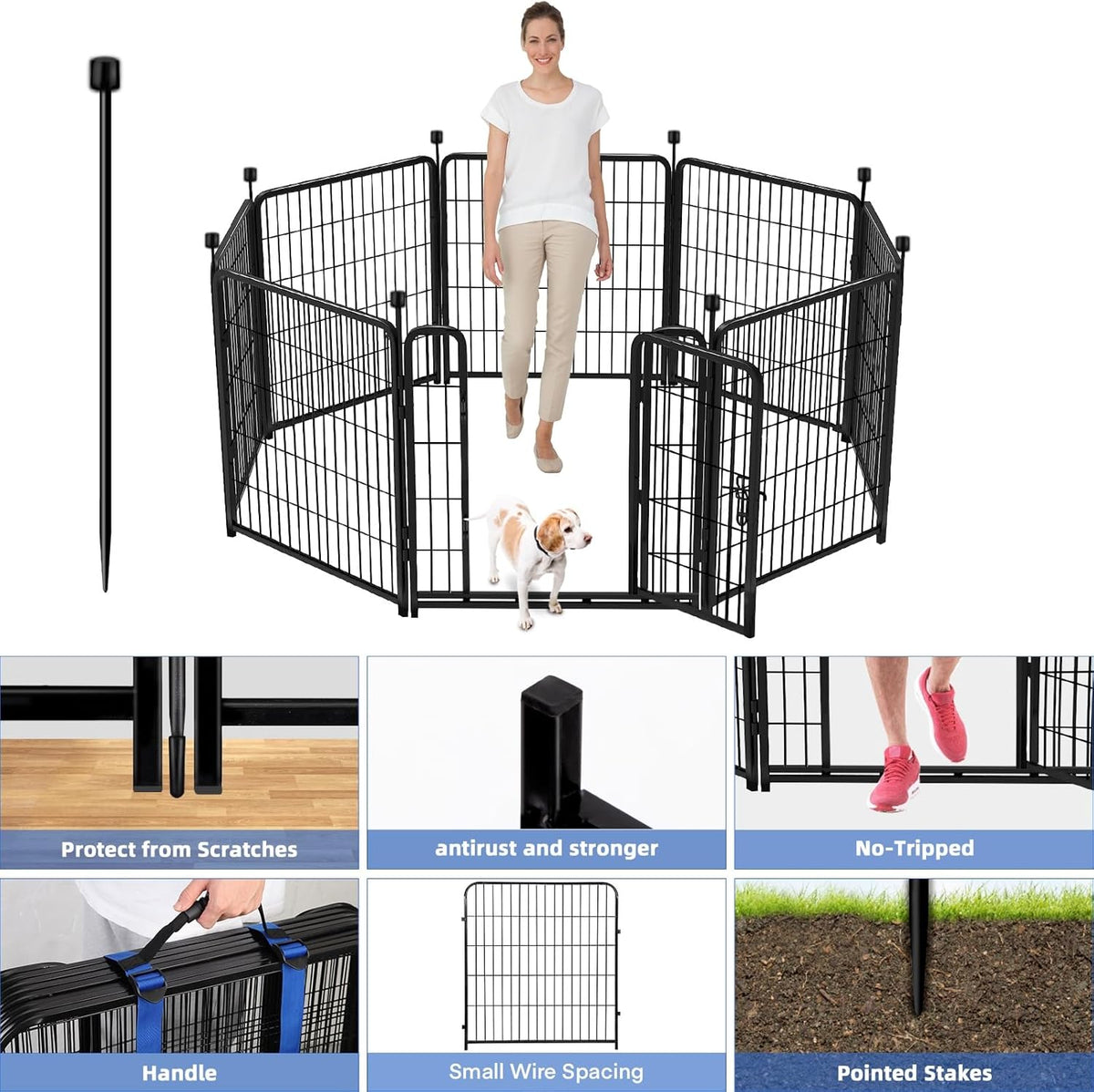 ADAVIN Tall Garden Fence 40 in(H)×31 Ft(L) 14 Panels, Heavy Duty Iron Metal Fence with Gate Low