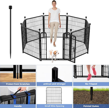 ADAVIN Tall Garden Fence 40 in(H)×31 Ft(L) 14 Panels, Heavy Duty Iron Metal Fence with Gate Low