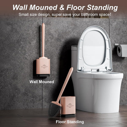 Sellemer Toilet Brush and Holder Set - Flexible Toilet Bowl Brush Head with Silicone Bristles