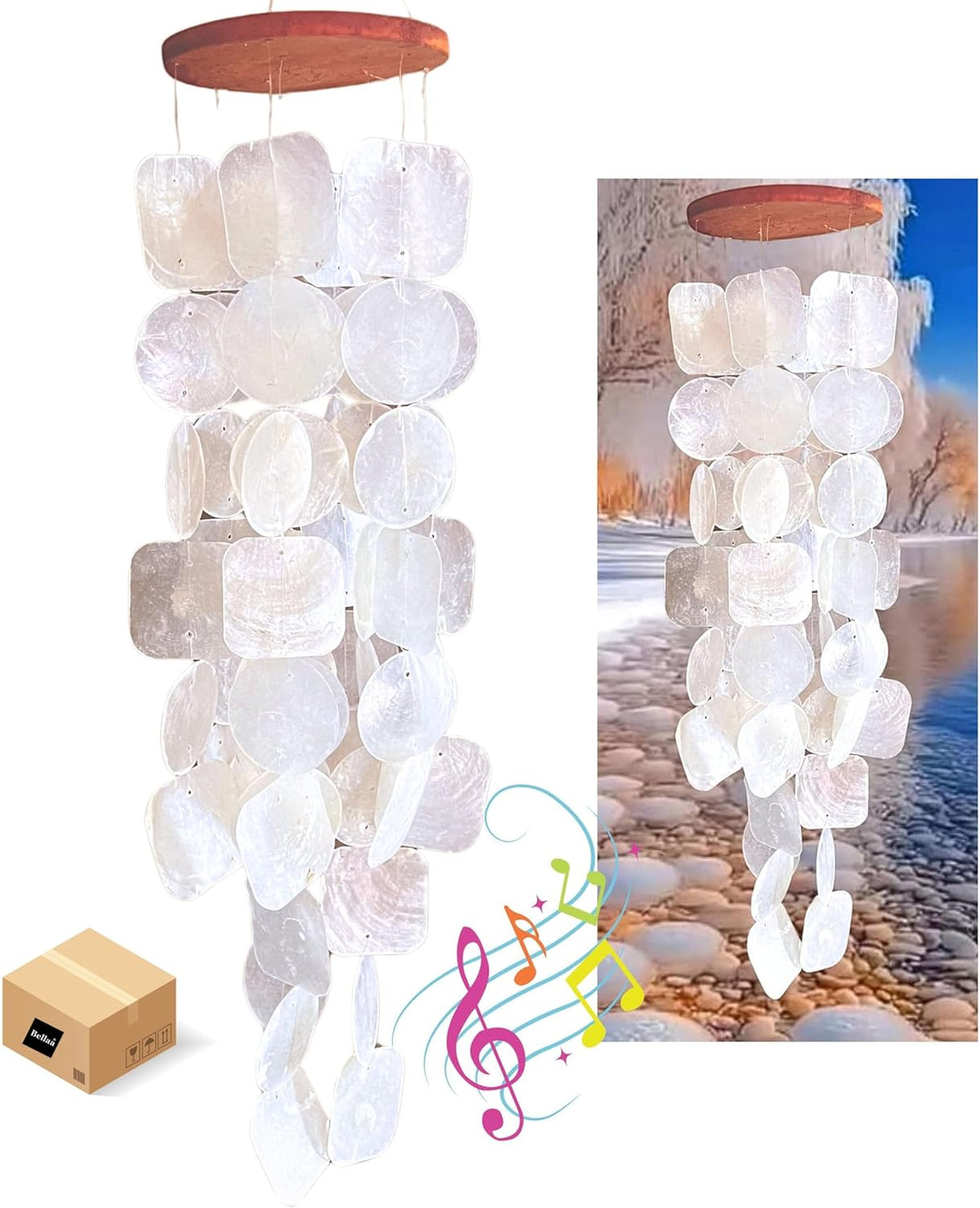 Bellaa 22913 Wind Chimes Outdoor, Garden Decorations, Musical, Indoor/Outside Windchimes, Beach