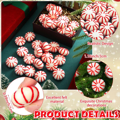 36 Pcs Felt Peppermint Decoration Christmas Wool Peppermints Christmas Arts Crafts Supplies, DIY