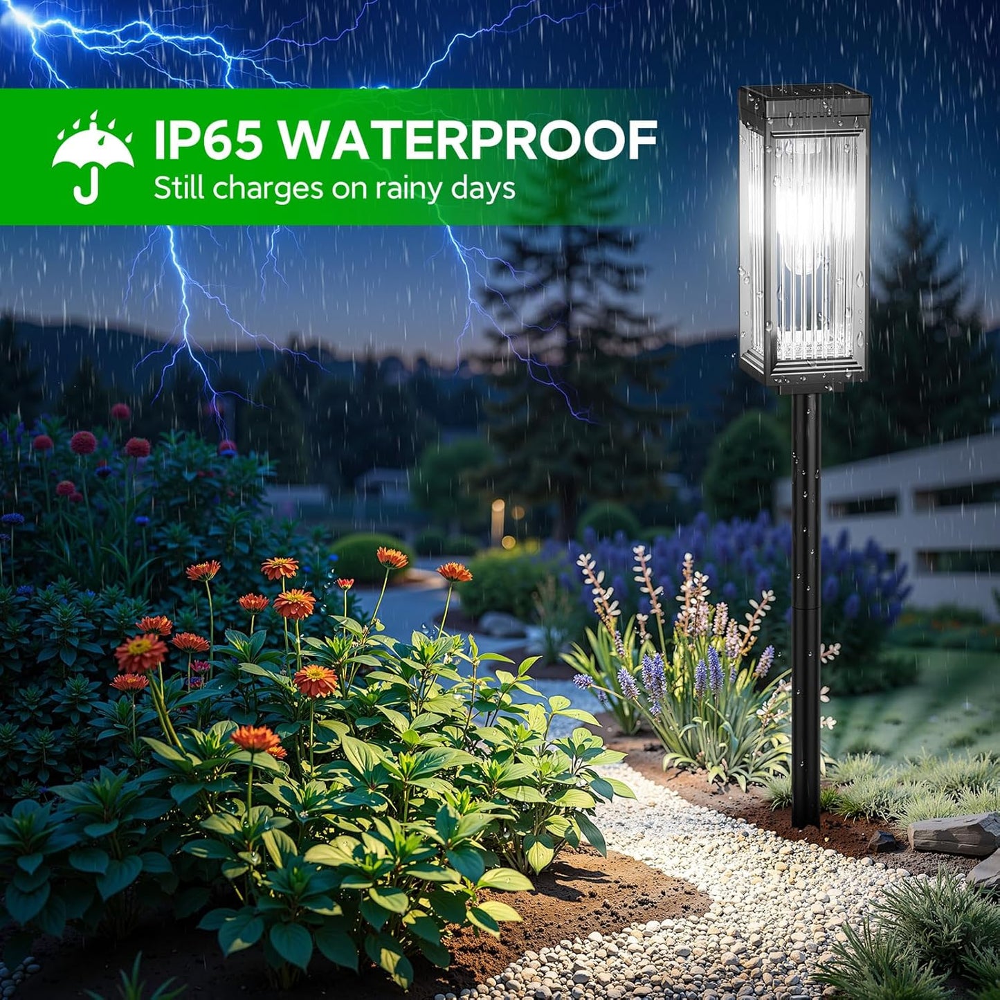 Solar Pathway Lights Outdoor, 4 Pack Upgraded Solar Lights Outdoor Waterproof, Bright Up to 15 Hrs