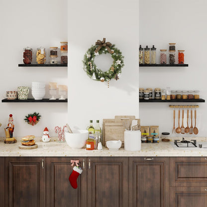 Floating Shelves for Wall, 48 Inch Floating Shelves for Home Decor, Wall Mounted Rustic Wood
