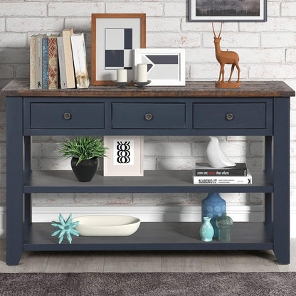 Farmhouse Wood Entry Console Table 48-Inch Modern Sofa Entryway Table with Drawers and Storage
