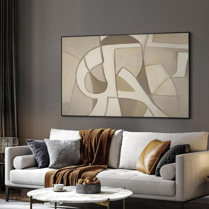 SIGNWIN 30"x60" Extra Large Framed Wall Art Neutral Abstract Geometric in Mid-Century Style