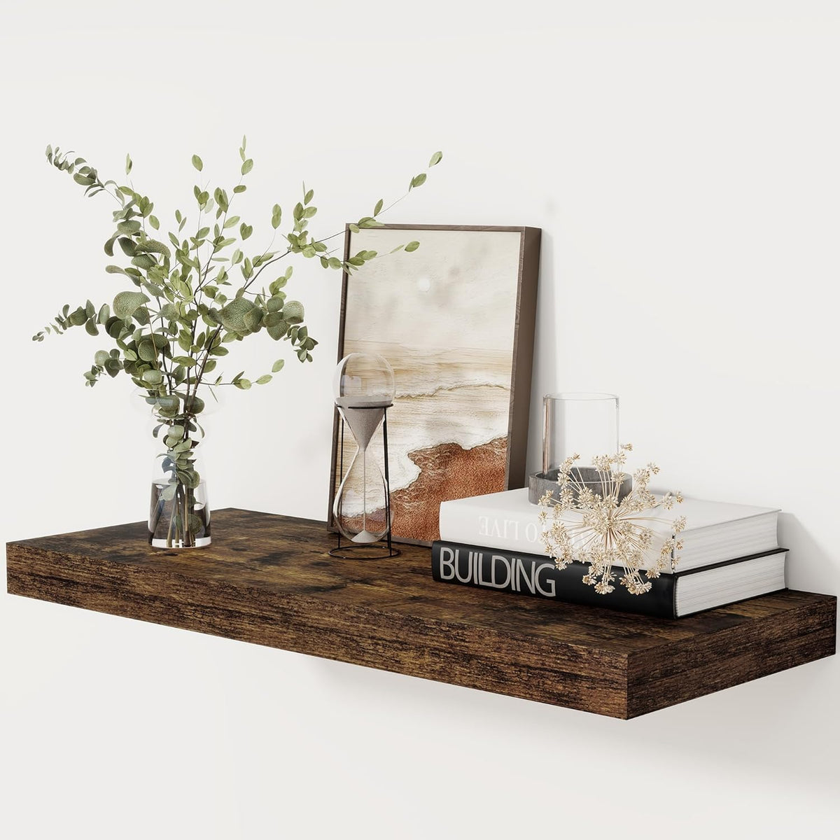 Floating Shelves 30 Inch Long, 12 Inch Deep Floating Shelf for Books, Rustic Wood 30 x 12 Storage
